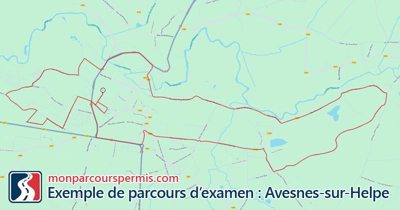Carte des parcours d’examen du permis de conduire à Avesnes-sur-Helpe