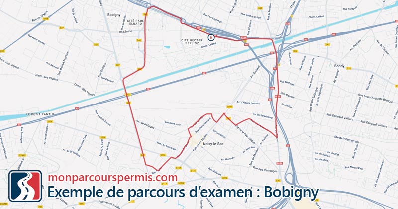 Carte des parcours d’examen du permis de conduire à Bobigny
