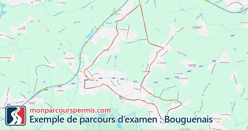 Carte des parcours d’examen du permis de conduire à Bouguenais