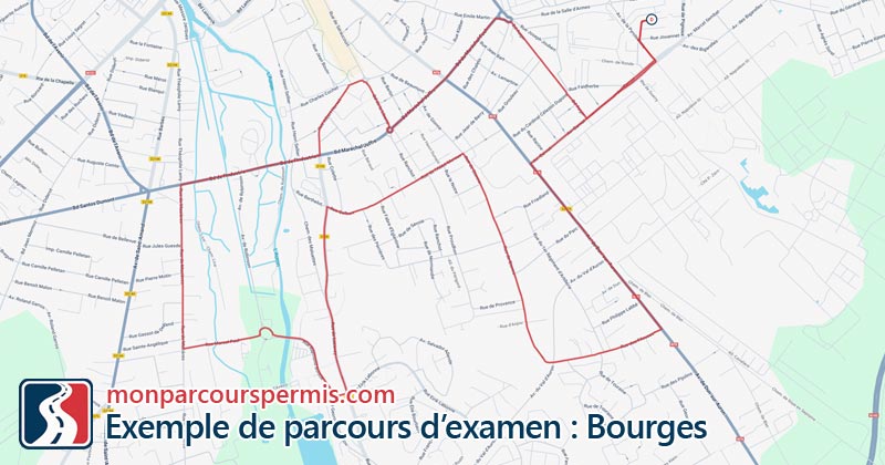 Carte des parcours d’examen du permis de conduire à Bourges