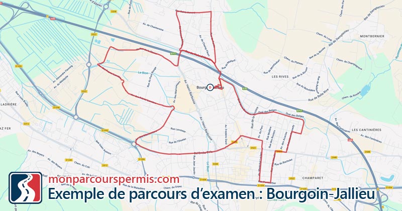 Carte des parcours d’examen du permis de conduire à Bourgoin-Jallieu