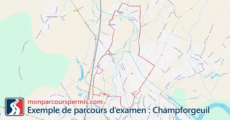Carte des parcours d’examen du permis de conduire à Champforgeuil