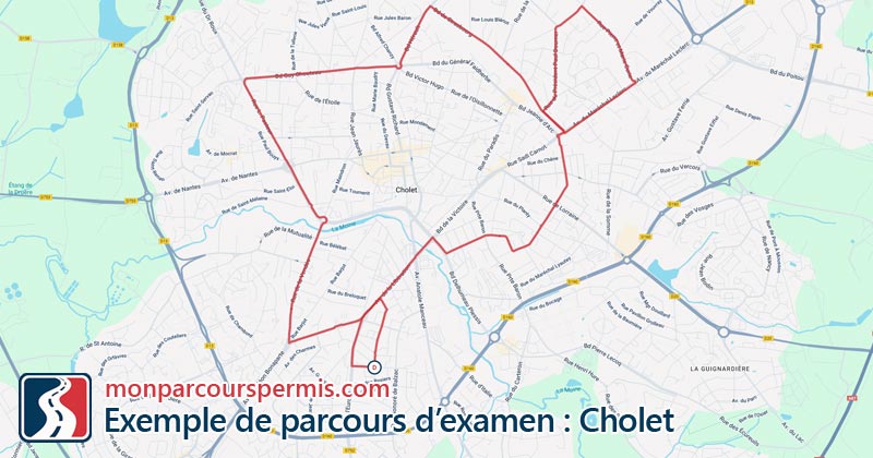 Carte des parcours d’examen du permis de conduire à Cholet