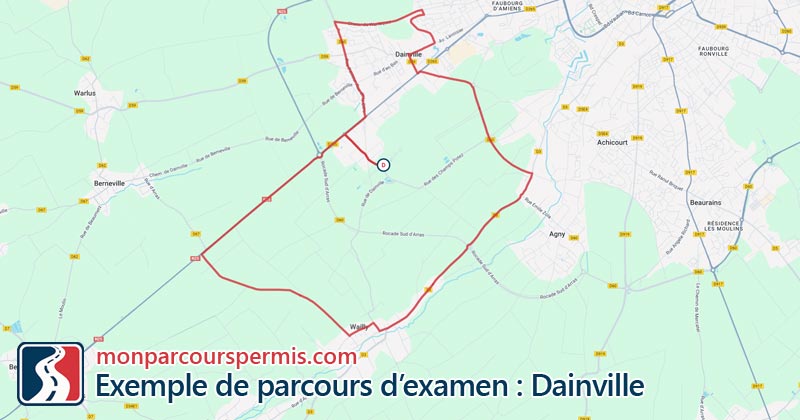 Carte des parcours d’examen du permis de conduire à Dainville