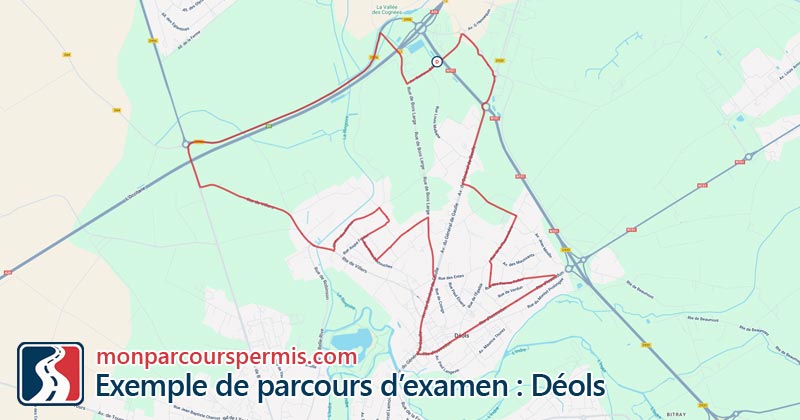 Carte des parcours d’examen du permis de conduire à Déols