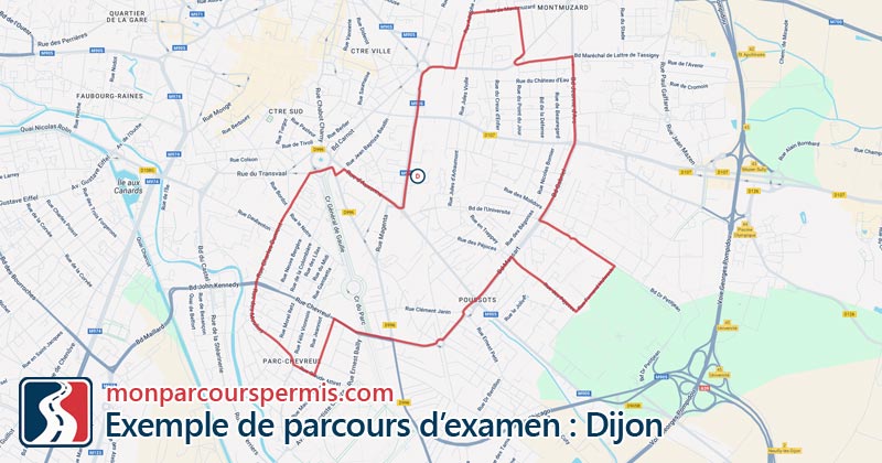 Carte des parcours d’examen du permis de conduire à Dijon