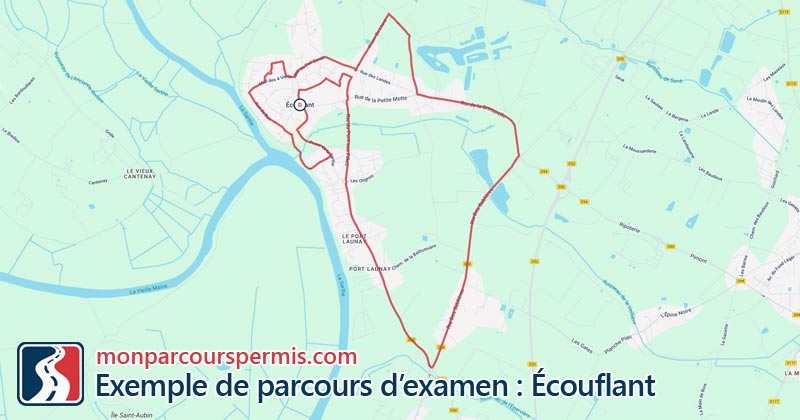Carte des parcours d’examen du permis de conduire à Écouflant