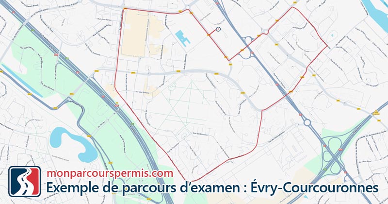 Carte des parcours d’examen du permis de conduire à Évry-Courcouronnes