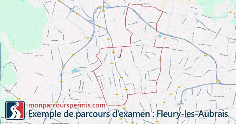 Carte des parcours d’examen du permis de conduire à Fleury-les-Aubrais