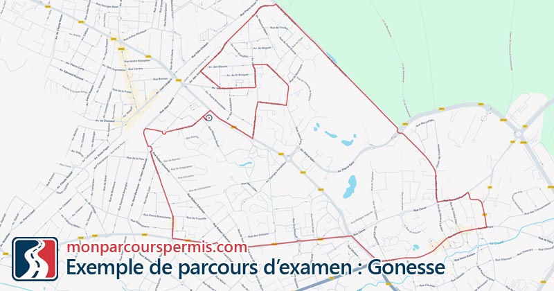 Carte des parcours d’examen du permis de conduire à Gonesse