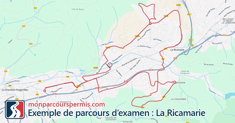 Carte des parcours d’examen du permis de conduire à La Ricamarie