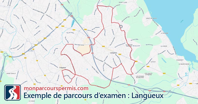 Carte des parcours d’examen du permis de conduire à Langueux