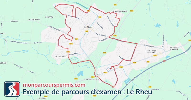 Carte des parcours d’examen du permis de conduire au Rheu