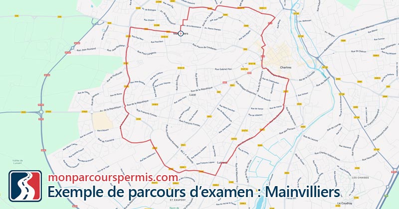 Carte des parcours d’examen du permis de conduire à Mainvilliers