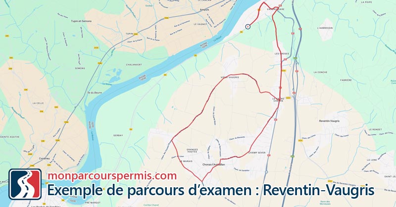 Carte des parcours d’examen du permis de conduire à Reventin-Vaugris