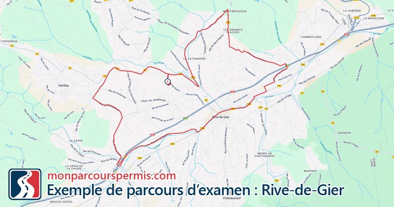 Carte des parcours d’examen du permis de conduire à Rive-de-Gier