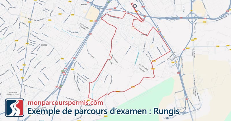 Carte des parcours d’examen du permis de conduire à Rungis