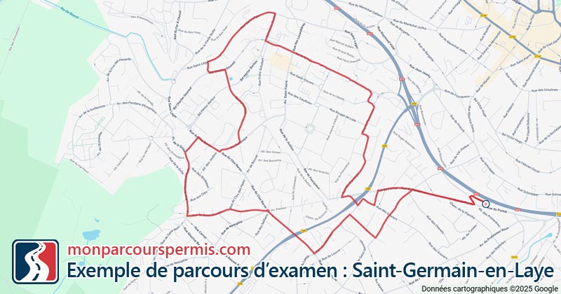 Carte des parcours d’examen du permis de conduire à Saint-Germain-en-Laye