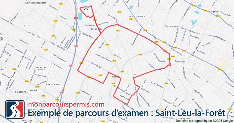 Carte des parcours d’examen du permis de conduire à Saint-Leu-la-Forêt