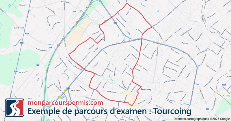Carte des parcours d’examen du permis de conduire à Tourcoing