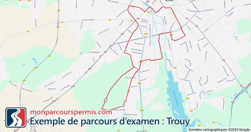 Carte des parcours d’examen du permis de conduire à Trouy