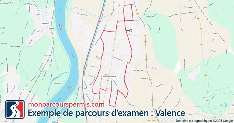 Carte des parcours d’examen du permis de conduire à Valence